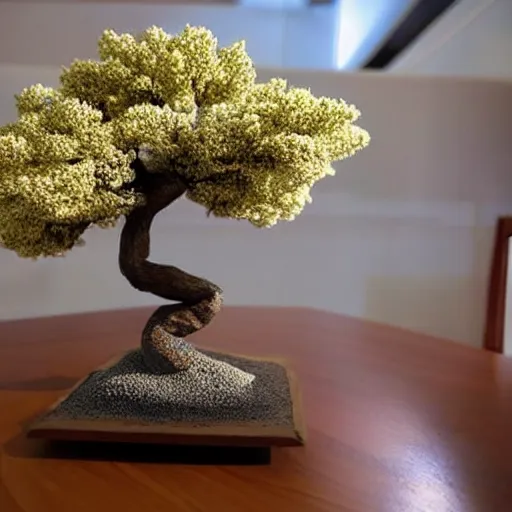 Prompt: a sculpture of sakura tree on the table