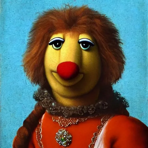 Prompt: renaissance portrait of a muppet.
