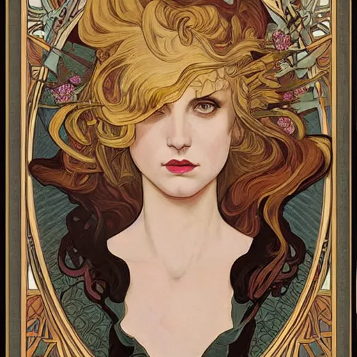 Image similar to an art nouveau painting in the style of mort kunstler, and in the style of charlie bowater, and in the style of alphonse mucha. floral patterns. gold leaf. symmetry, smooth, sharp focus, semi - realism, intricate detail.