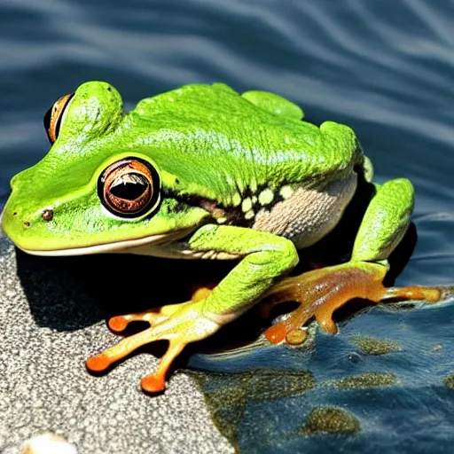 Image similar to a frog in the middle of the ocean,