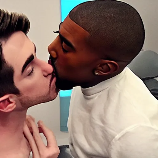 Prompt: dantdm kissing kanye west