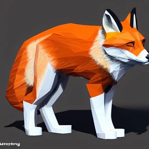 Image similar to fox low poly 3 d render trending on artstation