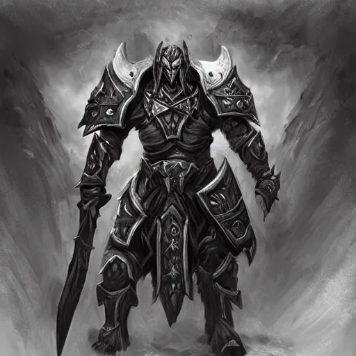 Image similar to fantasy concept art, tauren death knight, ax, plate armor