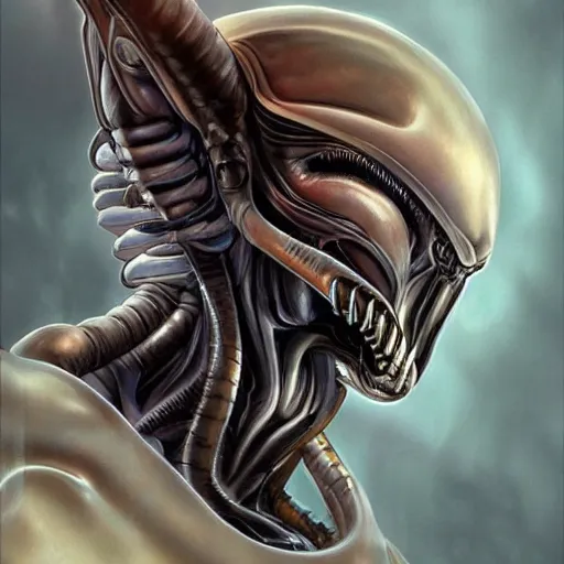 Image similar to clint eastwood as an alien xenomorph, scifi, intricate, elegant, highly detailed, digital painting, artstation, concept art, smooth, sharp focus, illustration, art by artgerm and giger and alphonse mucha