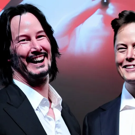 Prompt: Keanu reeves fights elon musk boxing