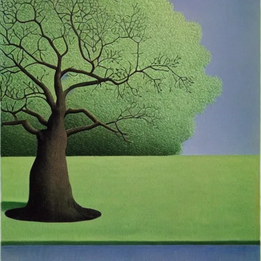Prompt: fantasy nature by rene magritte