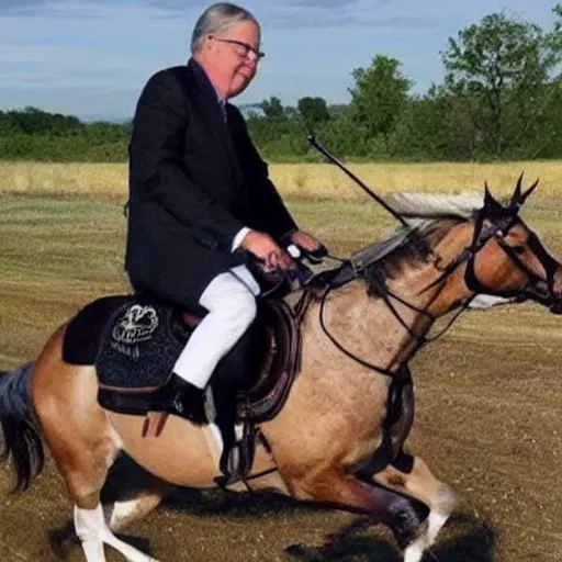 Prompt: mitch mcconnel riding a unicorn while shooting an ar - 1 5.