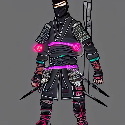 Image similar to Cyberpunk ninja samurai neon Tokyo city, trending on artstation 720x1600