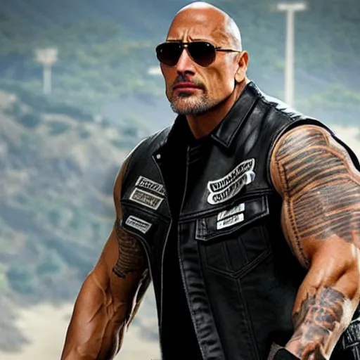 Image similar to dwayne johnson in sons of anarchy 4 k detailed