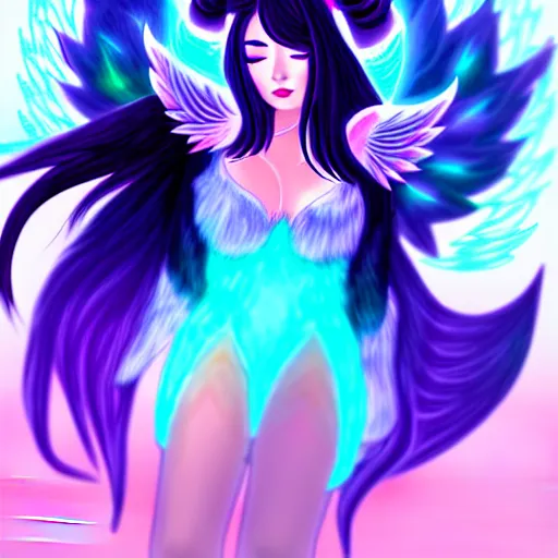 Prompt: Digital Drawing of Ahri, ethereal