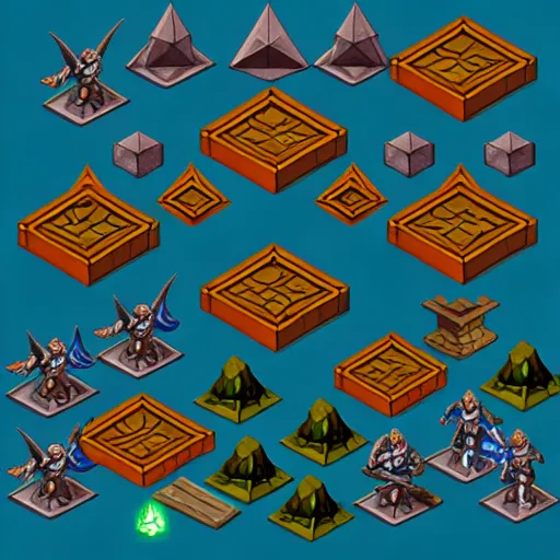 Image similar to dungeons and dragons game spritesheet, isometric