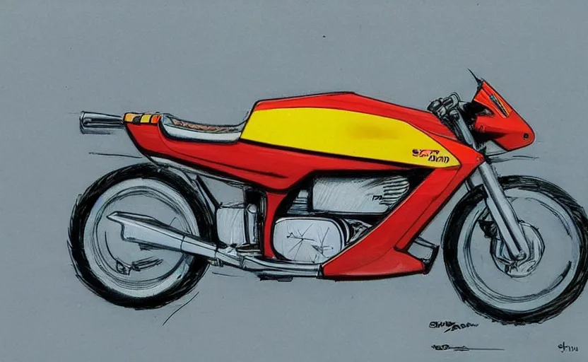 Image similar to 1 9 7 0 s suzuki enduro motorcycle concept, sketch, art,