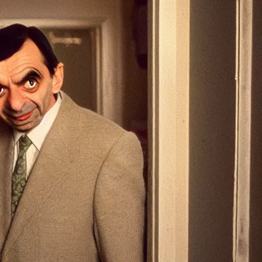 Image similar to A still of Mr Bean in The Shining