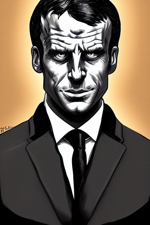 Image similar to emmanuel macron superhero, highly detailed, digital art, sharp focus, trending on art station