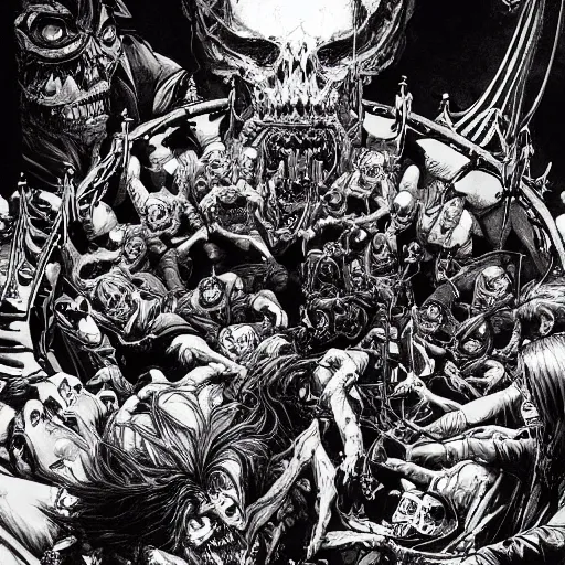 Prompt: 3 6 0 ° angle of a circus of madness and death by godmachine dzo olivier scott fischer yoji shinkawa moebius jean girard shintaro kago junji ito esoteric hypnogogic ethereal ethereality james gurney artstation gustave dore and greg rutowski