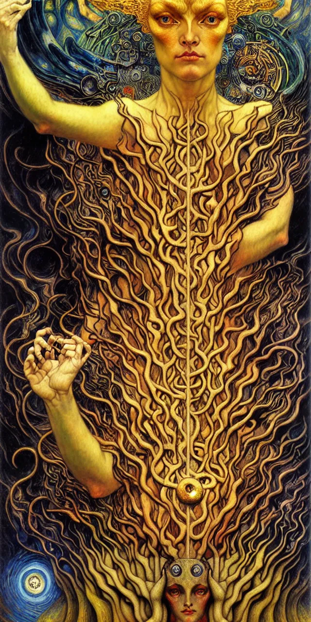 Image similar to Divine Chaos Engine by Karol Bak, Jean Delville, William Blake, Gustav Klimt, and Vincent Van Gogh, symbolist, visionary