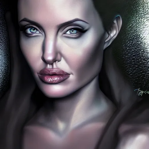 Image similar to matte painting portrait Angelina Jolie as Sarah Kerrigan queen of blades highly detailed ultra realism