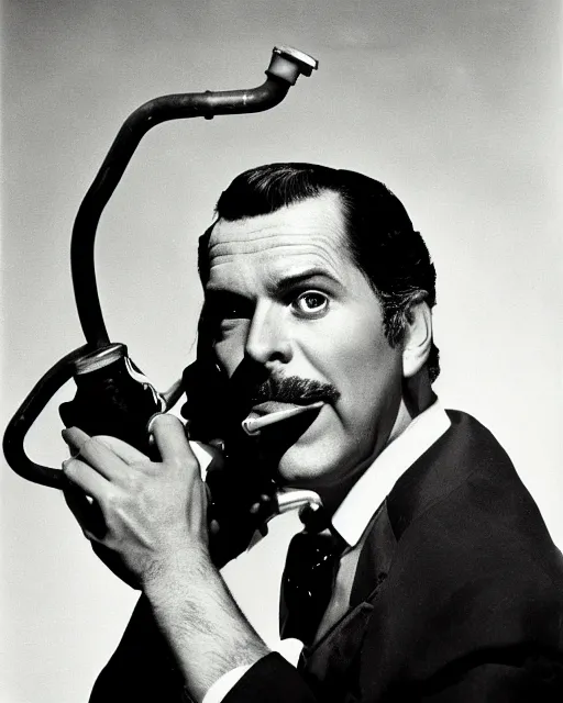 Prompt: a portrait of a subgenius with pipe photograph by george hurrel