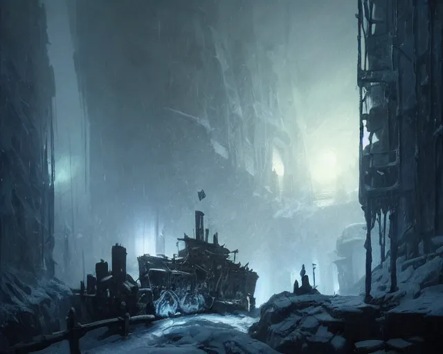 Image similar to frostpunk president of poland opens a dark portal. fantasy art by greg rutkowski, gustave courbet, rosa bonheur, edward hopper. faithfully depicted architecture, realistic, sharp focus, global illumination, radiant light, detailed and intricate environment, trending on artstation