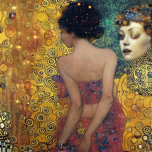 Image similar to dreamy angels cybernetic, in the cosmos, 🌌 intricate detail, klimt, royo,