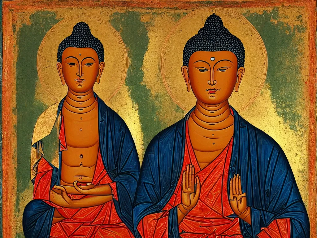 Image similar to Portrait of the Buddha. Russian Orthodox icon.