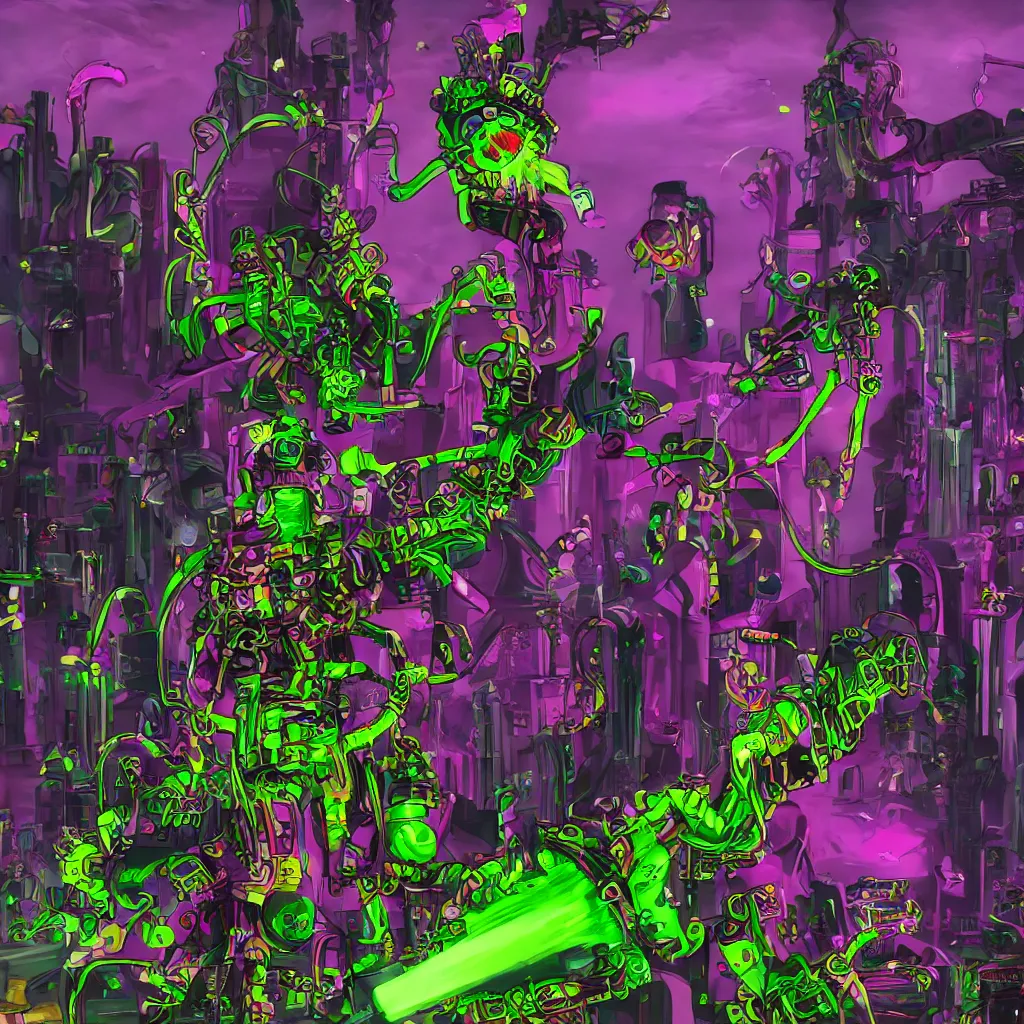 Image similar to a punk monster made of toxic candy play in the metaverse, 16 K 3D ultrarealistic futuristic utopian and dystopian art, cry engine