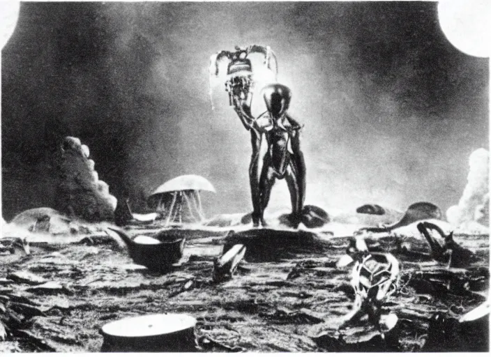 scene from a 1910 science fiction film about an alien | Stable ...