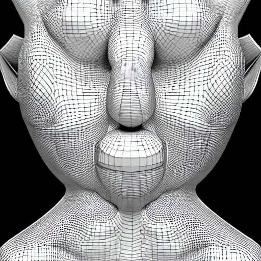 Image similar to a black and white 3D render of a beautiful portrait of a young female angelic-dragon-cyborg face with a very long neck, 150 mm, orchids, Mandelbrot fractal, anatomical, flesh, facial muscles, veins, arteries, full frame, microscopic, elegant, highly detailed, flesh ornate, elegant, high fashion, rim light, ray trace, octane render in the style of H.R. Giger and Man Ray, Realistic, Refined, Digital Art, Highly Detailed, Cinematic Lighting, rim light, black and white, photo-realistic Unreal Engine, 8K