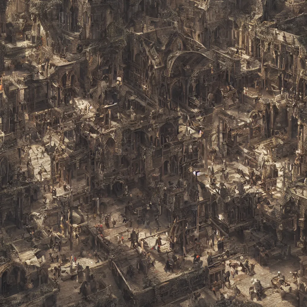 Prompt: medieval craftsmen working in a medieval building lot, hypermaximalistic, high details, cinematic, 8k resolution, beautiful detailed, insanely intricate details, artstation trending, octane render, unreal engine