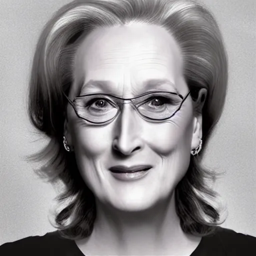 Prompt: “Meryl Streep portrait, Lauren YS”