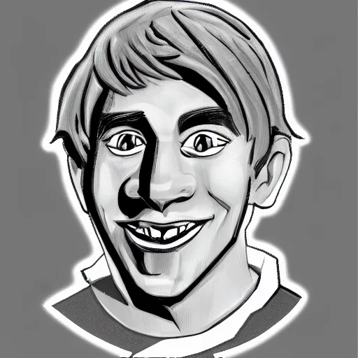 Prompt: Caricature of MrBeast, 3 tone greyscale