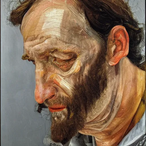 Prompt: high quality high detail painting by lucian freud, hd, portrait of jesus