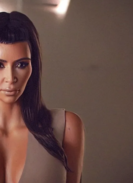 Prompt: movie still of a kim kardashian with a alien facehugger on her face, cinematic.