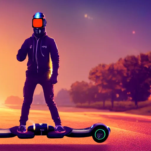 Image similar to A snake standing on a hoverboard, HDR, 8k, trending on artstation