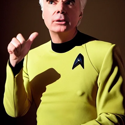 Image similar to david byrne on star trek ultra realistic photo