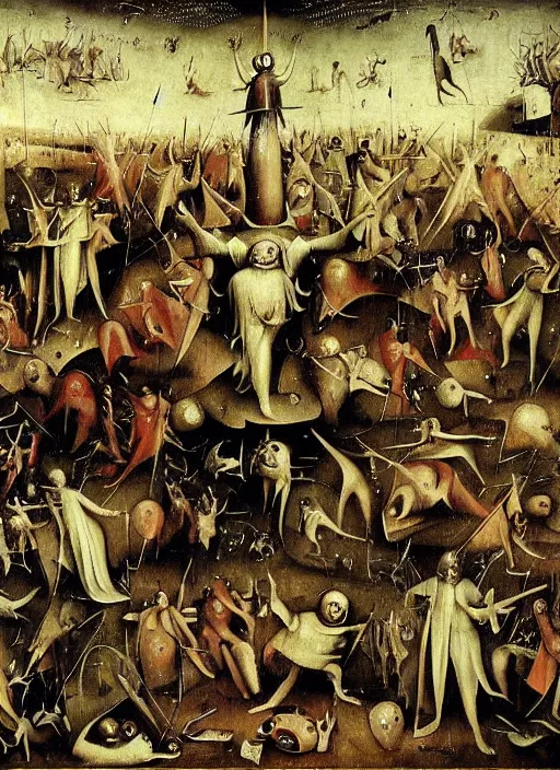 Prompt: The victory of the Anti-Christ over the Zombies, Artwork by Hieronymus Bosch