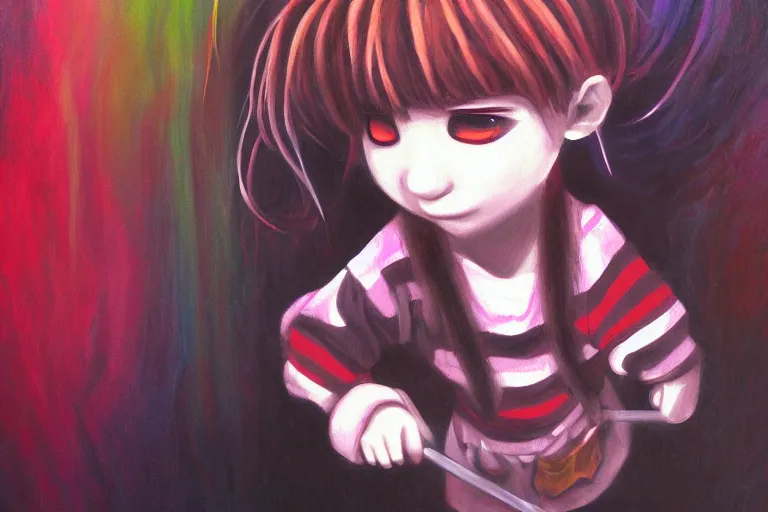 Prompt: infinitely detailed oil painting of yume nikki, by emi kuraya, atmospheric