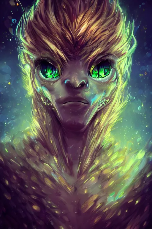 Image similar to a humanoid monster with crystals for eyes, highly detailed, digital art, sharp focus, trending on art station, amber, anime art style