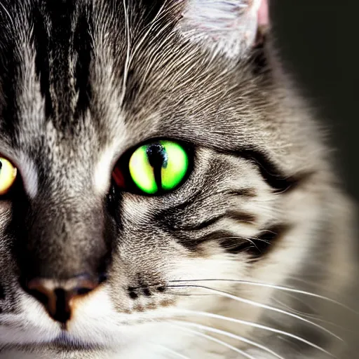 Image similar to cat soldier in call of duty warzone 4k, brown eye and green eye heterochromia, high detail, high-resolution photograph, professional photography, ultra-detail