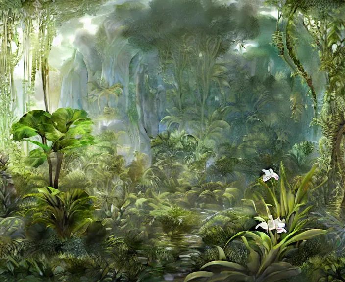 Prompt: simplicity, transparent clear see - through image of mollusks, lush botany, orchids, ferns, garden environment, ultra realistic, concept art, art nouveau, photorealistic, octane render, 8 k, unreal engine. art by gustave dore and nori inoguchi and sam kaplan and zachary goulko and christopher marley and artgerm and alphonse mucha