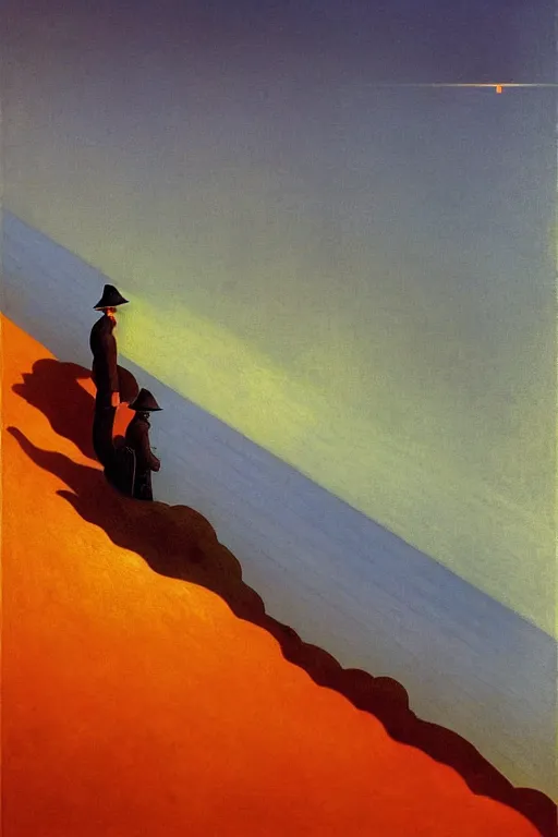 Image similar to world war 1 soldier goes into horizon, edward hopper and james gilleard zdzislaw beksisnski higly detailed