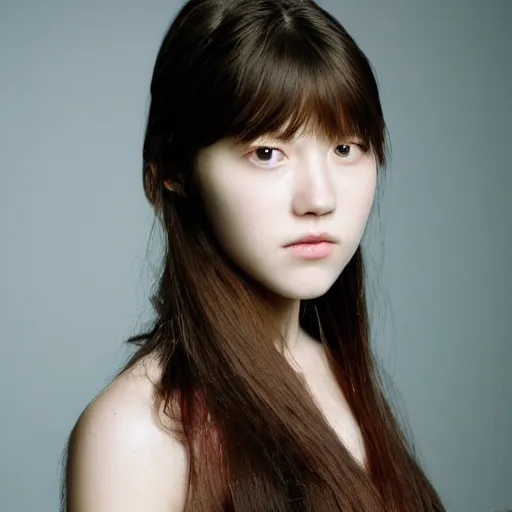 Image similar to a portrait photo of a beautiful young woman who looks like a korean mary elizabeth winstead