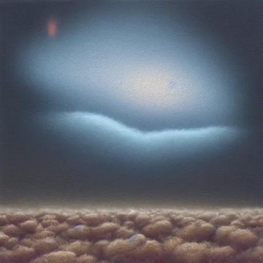 Prompt: a needle felting of an oncoming storm by michael whelan