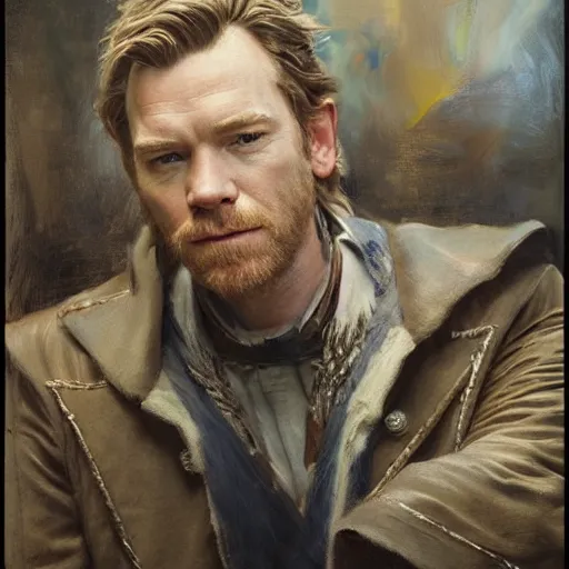 Prompt: portrait of ewan mcgregor, highly detailed painting by gaston bussiere, craig mullins, j. c. leyendecker 8 k