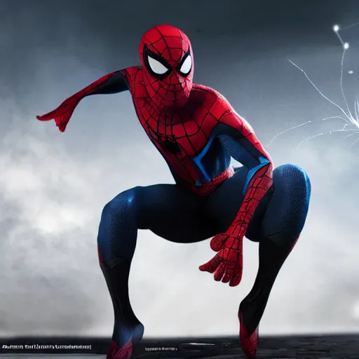 Image similar to black spider - man suit with white web lining, cinematic, volumetric lighting, realistic, hyperdetailed, photorealistic, photograph