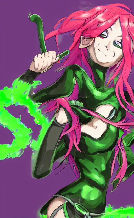 Prompt: an anime girl cosplaying as the riddler, anime character illustration, digital art, 4k