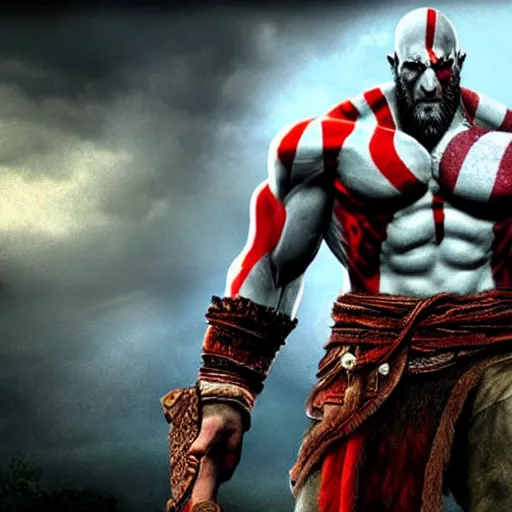 Prompt: god of war in the style of marvel