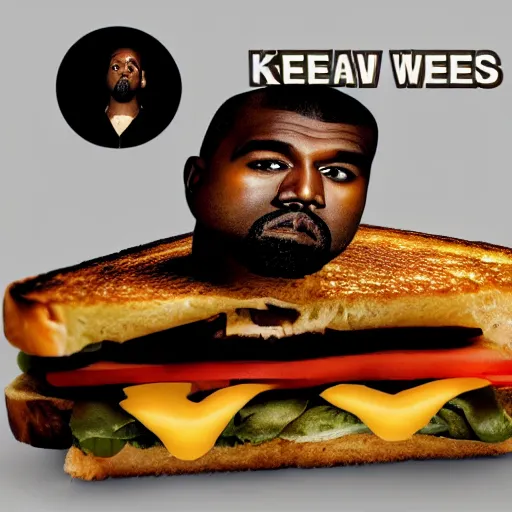 Image similar to kanye west, a grilled cheese sandwich that looks like kanye west, grilled cheese sandwich, detailed product photo