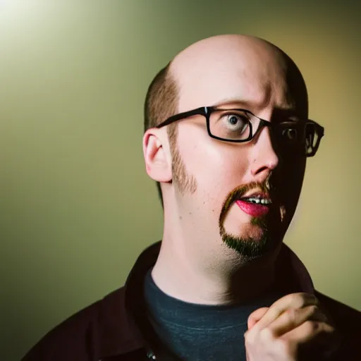 Image similar to Doug Walker Nostalgia Critic is god in heaven, dramatic lighting, photograph, bright f2.8 50mm