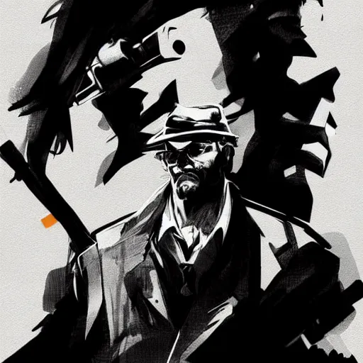 Prompt: a noir detective in the style of Yoji Shinkawa trending on artstation deviantart Pinterest detailed High Resolution HD 8k